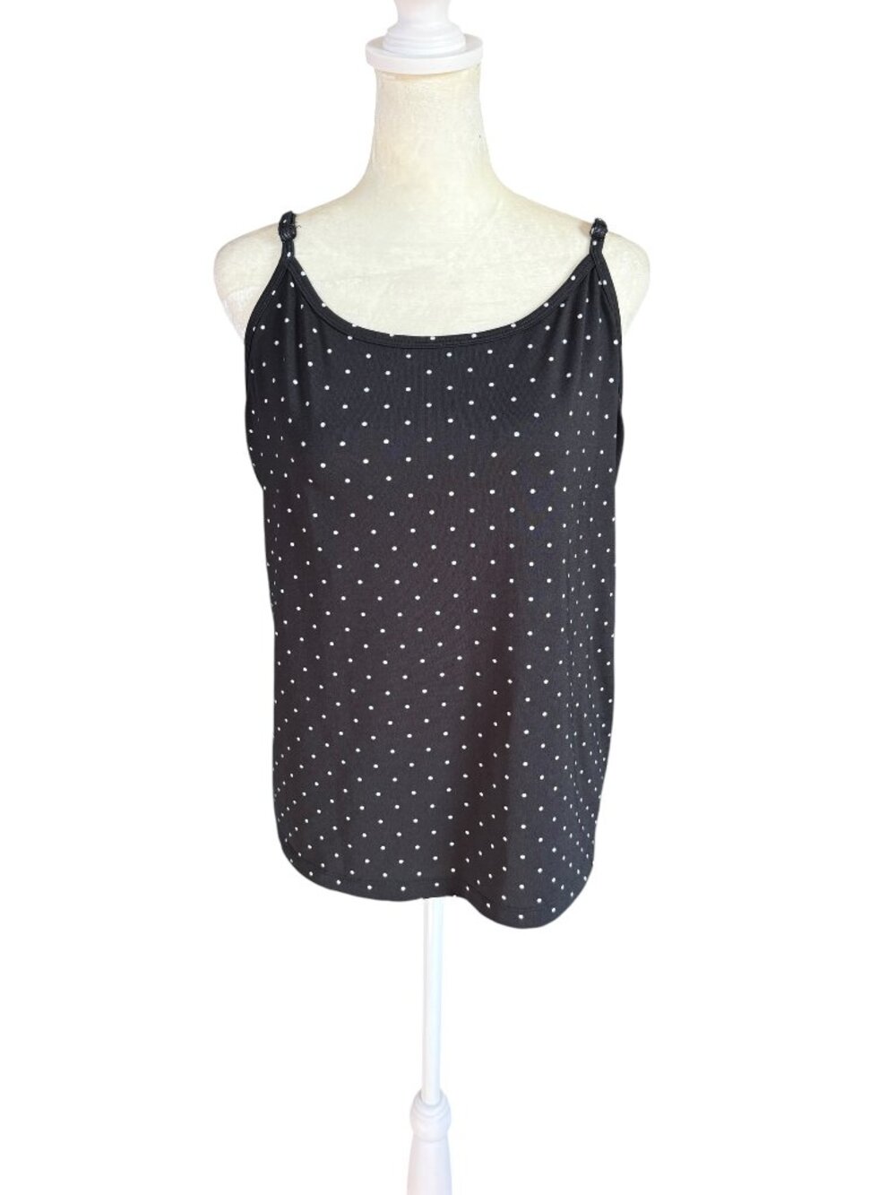 Lane Bryant 14/16 black and white polka dot camisole tank top adjustable straps